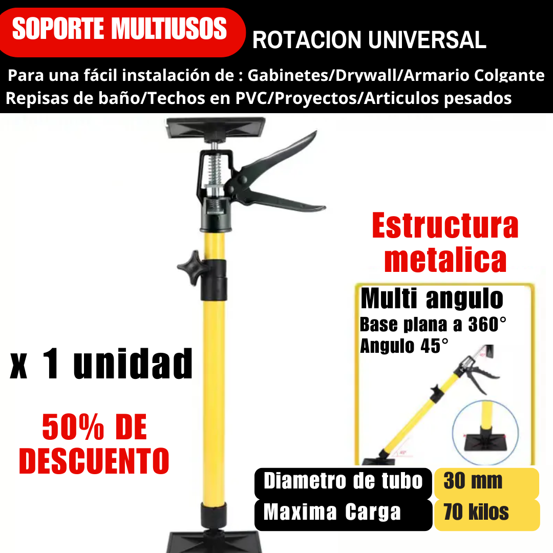 SOPORTE MULTIUSOS® levanta y sostiene tus productos pesados sin ayuda.